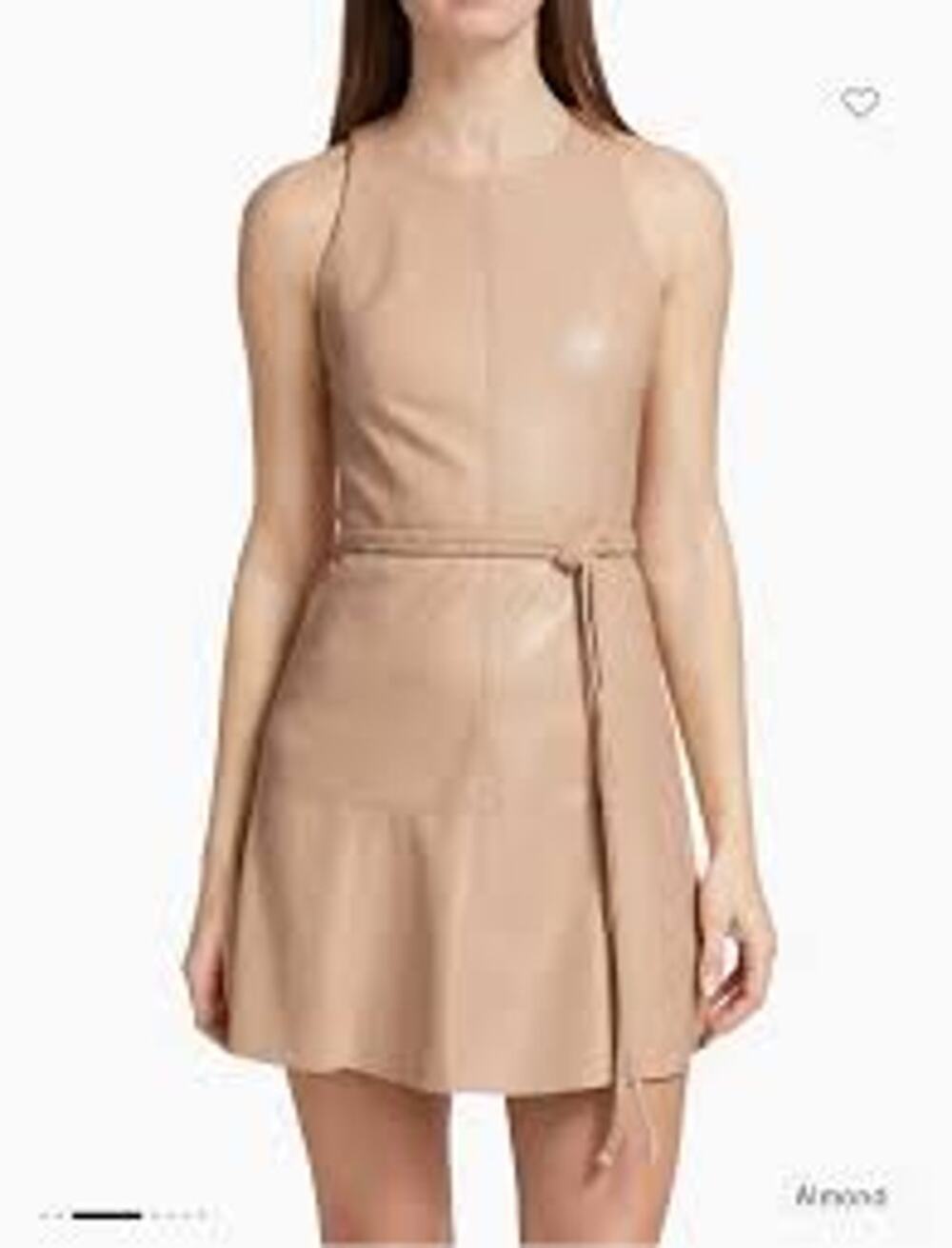 Alice + Olivia Leandra Vegan Leather Midi Dress With Belt Almond Size 4